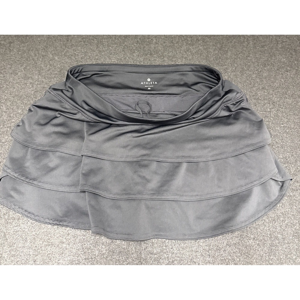 Athleta Womens Skort M Gray Swagger Ruffle Skirt Tennis Athletic Golf Pickleball